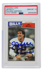 Jim Kelly Signed 1987 Topps #362 Rookie Bills Football Card PSA/DNA Auto Gem Mint 10