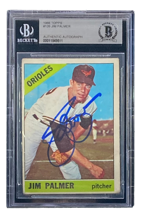 Jim Palmer Baltimore Orioles Signed Slabbed 1966 Topps #126 Rookie Card BAS Sports Integrity