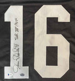 Jim Plunkett Oakland Signed Gray Football Jersey SB XV MVP Inscribed BAS