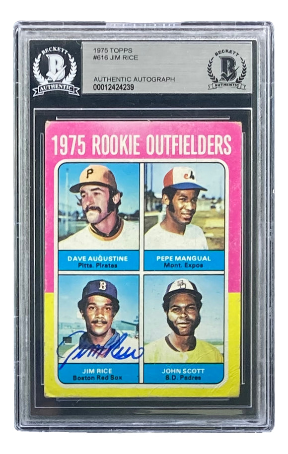 Jim Rice Signed 1975 Topps #616 Boston Red Sox Rookie Card BAS Sports Integrity