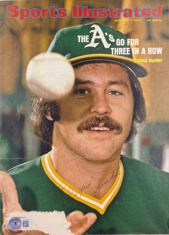 Jim Catfish Hunter Signed A's Sports Illustrated Magazine Cover BAS BH71210 Sports Integrity