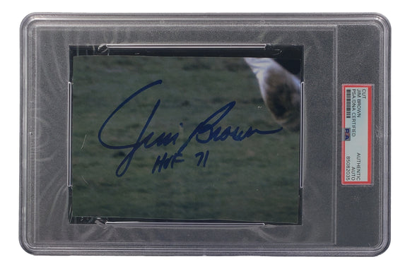 Jim Brown Signed Slabbed Cleveland Browns HOF 71 Cut Signature PSA/DNA 85082035 Sports Integrity