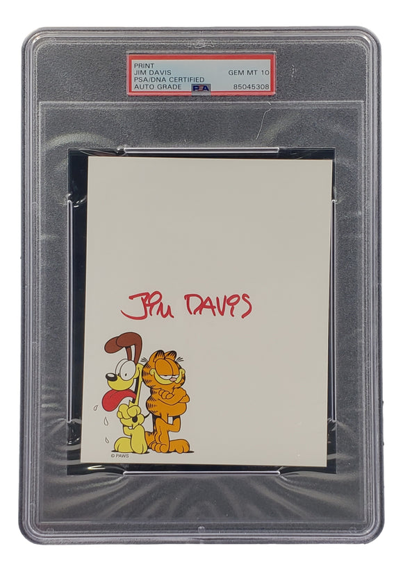 Jim Davis Signed Slabbed 4x6 Garfield Photo PSA/DNA Gem MT 10 Sports Integrity