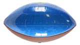 The Sports Integrity JJ McCarthy Signed Michigan Wolverines 2023 National Champions Football BAS features a transparent blue panel with a football field graphic, January 8, 2024 Houston details, and is offered as a limited edition.