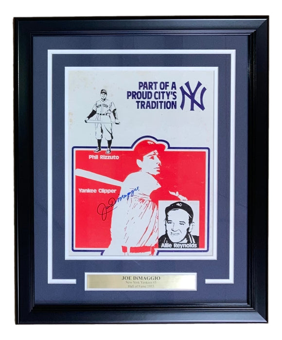 Joe DiMaggio Signed Framed 11x14 New York Yankees Cardboard Cut Out JSA LOA