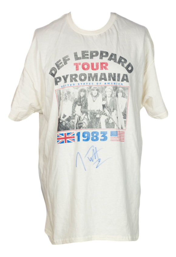 Joe Elliott Signed Def Leppard 1983 Pyromania Tour T-Shirt JSA ITP Sports Integrity