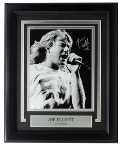 Joe Elliott Signed Framed 8x10 Black And White Def Leppard Photo JSA ITP