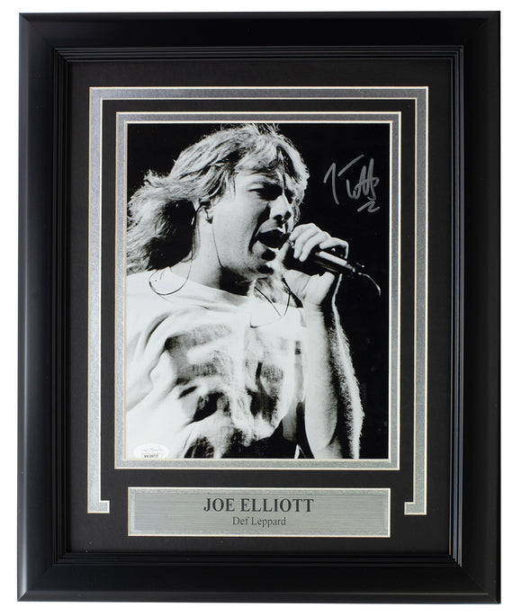 Joe Elliott Signed Framed 8x10 Black And White Def Leppard Photo JSA ITP Sports Integrity