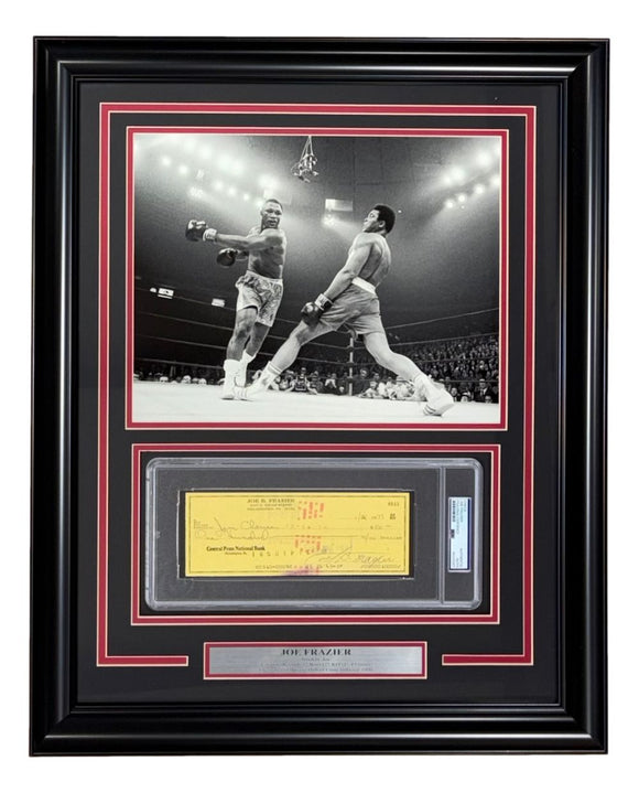 Joe Frazier Boxing Signed Framed Slabbed Bank Check #4611 PSA/DNA