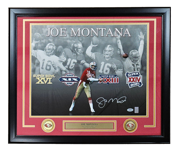 Joe Montana Signed Framed 16x20 San Francisco 49ers Photo PSA