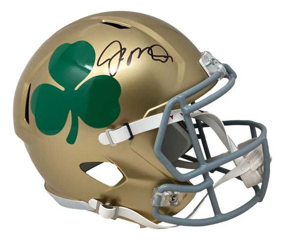 Joe Montana Signed Notre Dame Full Size Shamrock Speed Replica Helmet JSA Holo