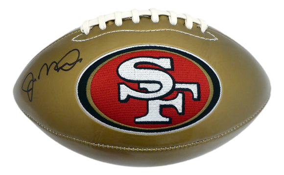 Joe Montana Signed San Francisco 49ers Gold Logo Football BAS
