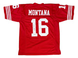 Joe Montana San Francisco Signed Red Football Jersey BAS