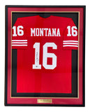 Joe Montana San Francisco Signed Framed Red Football Jersey BAS