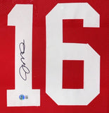Joe Montana San Francisco Signed Framed Red Football Jersey BAS