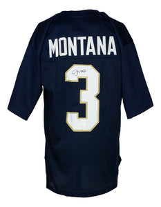 Joe Montana Signed Custom Blue College Style Football Jersey JSA