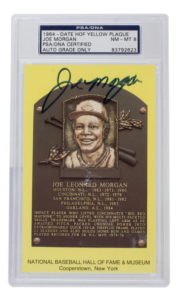 Joe Morgan Signed Slabbed Astros Hall of Fame Plaque Postcard PSA/DNA NM MT 8 Sports Integrity