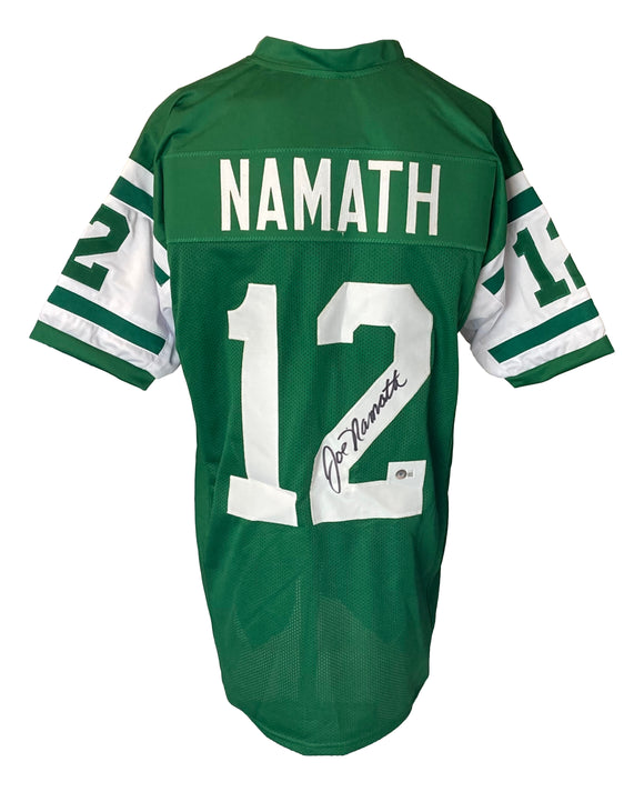Joe Namath Signed Custom Green Pro-Style Football Jersey BAS ITP Sports Integrity