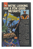 An ad for the Joe Sinnott Signed 1987 Fantastic Four Comic Book by Sports Integrity, featuring images of the Fantastic Four and bold text declaring “WE’RE LOOKING FOR A FEW GOOD MUTANTS.”.