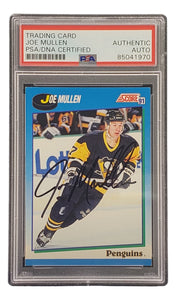 Joe Mullen Signed 1991 Score #488 Pittsburgh Penguins Hockey Card PSA/DNA Sports Integrity