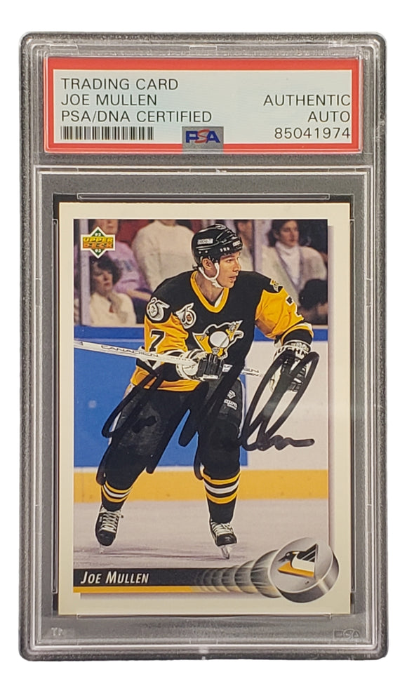 Joe Mullen Signed 1992 Upper Deck #144 Pittsburgh Penguins Hockey Card PSA/DNA