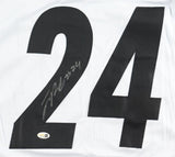 Joey Porter Jr Pittsburgh Signed White Football Jersey JSA QR Hologram
