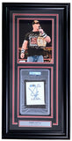 Sports Integrity John Cena Signed Framed WWE slabbed bookplate with PSA-authenticated autograph and 8x10 photo, featuring a nameplate and display of the WWE Superstar holding a championship belt.