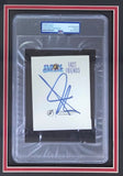 The Sports Integrity John Cena Signed Framed WWE Bookplate features a PSA-authenticated signature and 8x10 photo, encased in plastic and presented in a black and red frame.