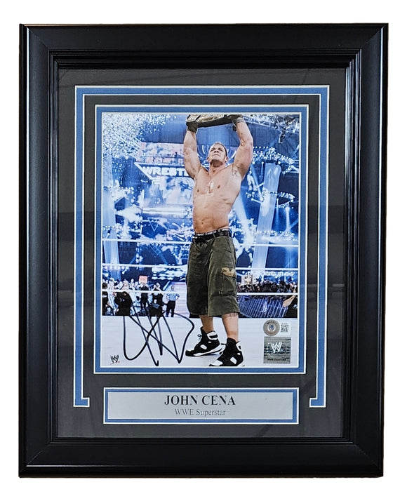 John Cena Signed Framed 8x10 WWE Wrestlemania Photo BAS