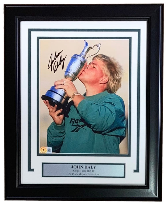 John Daly Signed Framed 8x10 PGA 1995 British Open Photo BAS