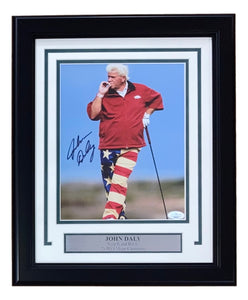 John Daly Signed In Dark Blue Framed 8x10 PGA Golf America Photo JSA