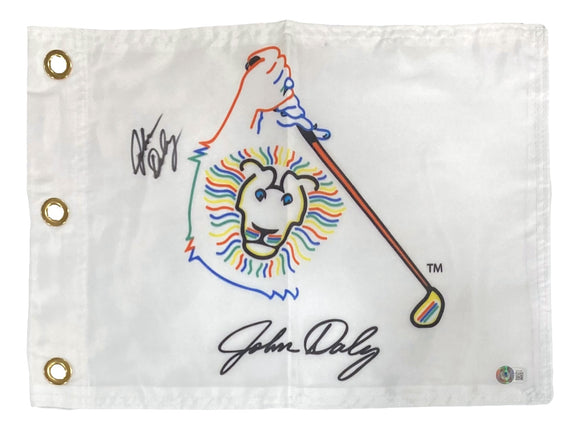 John Daly Signed John Daly Logo Golf Flag BAS Sports Integrity