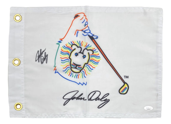 John Daly Left Signed John Daly Logo Golf Flag JSA Sports Integrity
