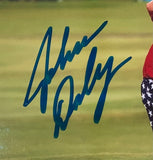 John Daly Signed In Blue Framed 8x10 PGA St. Andrews Swilcan Bridge Photo JSA Sports Integrity