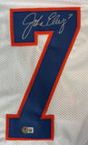 John Elway Denver Signed White Football Jersey BAS