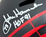 John Hannah Signed New England Patriots FS Eclipse Replica Helmet HOF 91 Radke