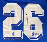 The John Terry Signed Chelsea FC Adidas Soccer Jersey from Sports Integrity features a blue design with a large white number 26, small lion emblems, a black ink signature on the right digit, and a visible security sticker on the lower right.