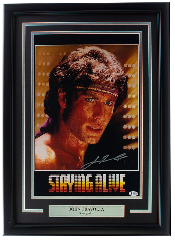 John Travolta Signed Framed Staying Alive 11x17 Poster Photo BAS ITP