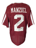 Johnny Manziel Signed Custom Maroon College Football Jersey w/ 3 Insc BAS ITP - Sports Integrity