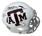 Johnny Manziel Signed Texas A&M Full Size Replica Speed Helmet w/ 2 Insc BAS