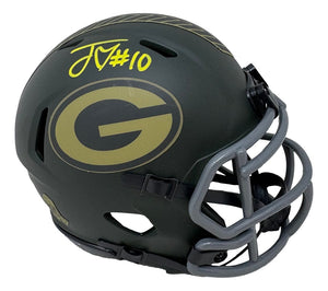 be love football helmet Jordan Love Signed Green Bay Packers Salute To Service Mini Speed Helmet BAS