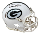 Jordan Love Signed In Black Green Bay Packers White Mini Speed Helmet JSA