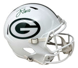 Jordan Love Signed Green Bay Packers Full Size White Speed Replica Helmet BAS