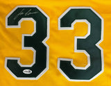 Jose Canseco Oakland Signed Yellow Baseball Jersey JSA QR Hologram