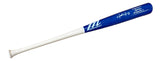 A Josh Jung Texas Rangers Signed Marucci Game Model Baseball Bat by Sports Integrity, featuring white signatures on the blue barrel, displayed on a white background.