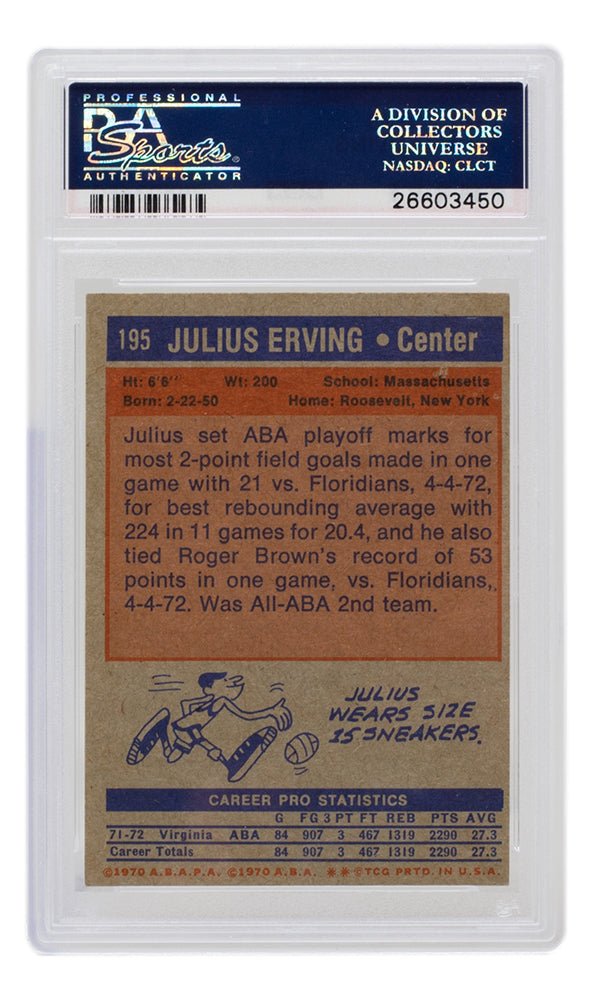 Julius Erving 1972 Topps #195 Virginia Squires Rookie Card PSA EX