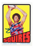 Dr. J Julius Erving Signed Reprint 1972/73 Topps #195 Rookie Card BAS