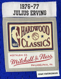 Julius Dr. J Erving Signed 76ers Blue M&N Hardwood Classics Swingman Jersey PSA