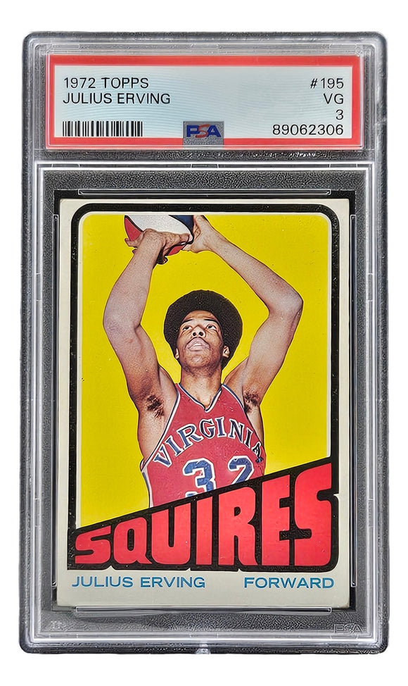 Julius Erving 1972 Topps #195 Virginia Squires Rookie Basketball Card PSA VG-3
