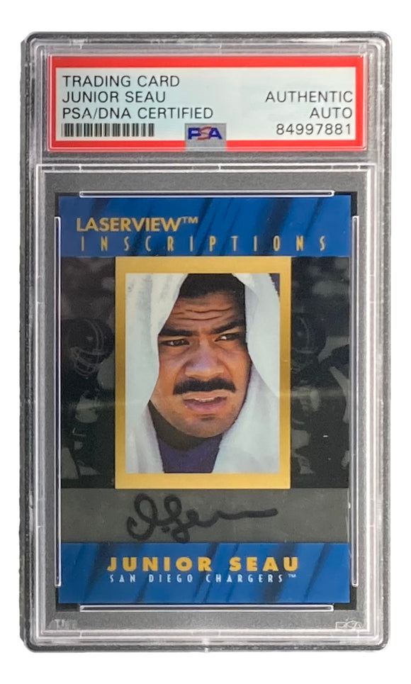 Junior Seau Signed SD Chargers 1996 Pinnacle Laserview Trading Card PSA/DNA
